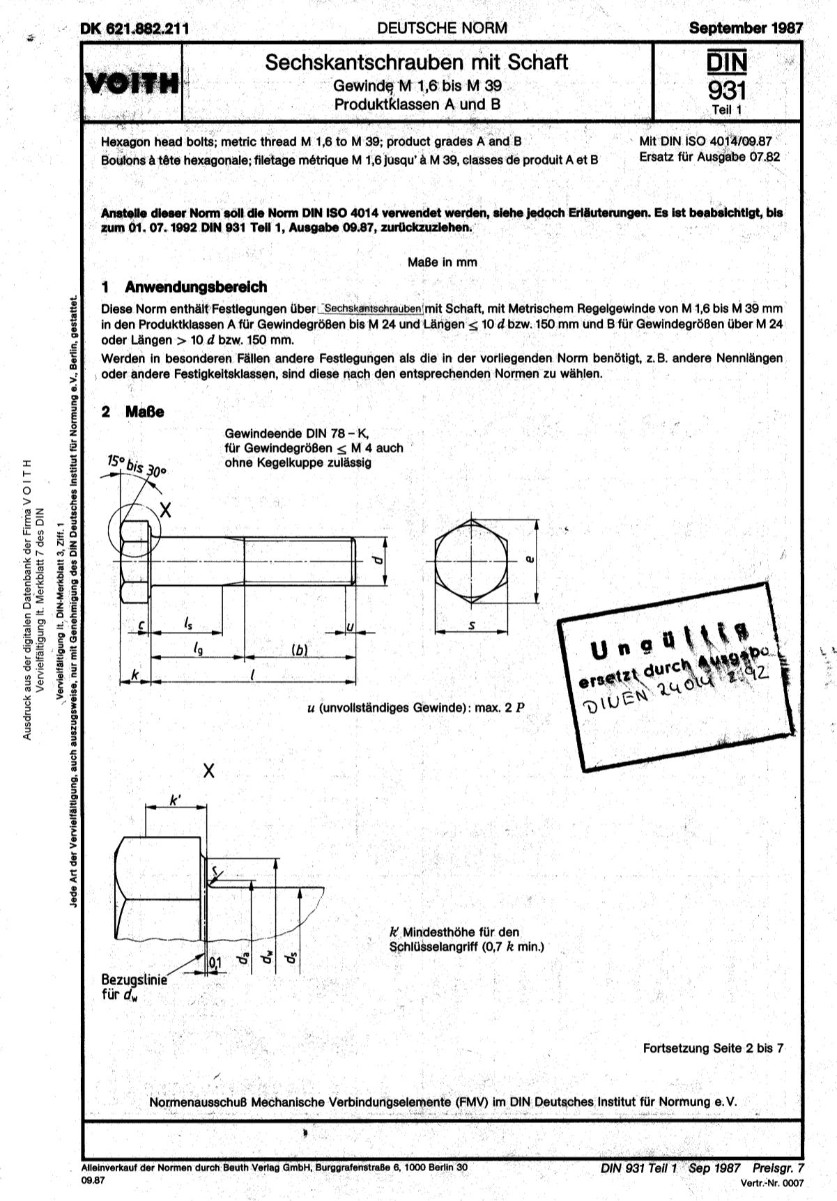 DIN 931-1 1987-紧固件课件,紧固件知识,紧固件资料-华人螺丝网