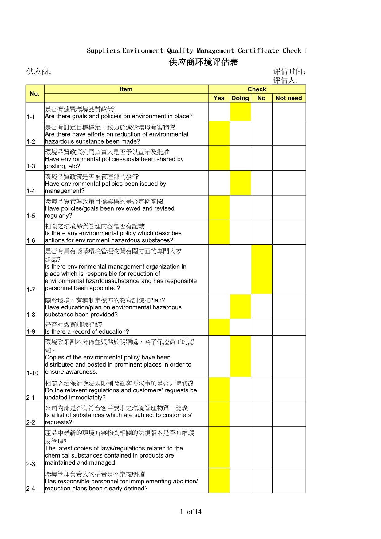 供应商环境评估表-紧固件课件,紧固件知识,紧固件资料-华人螺丝网